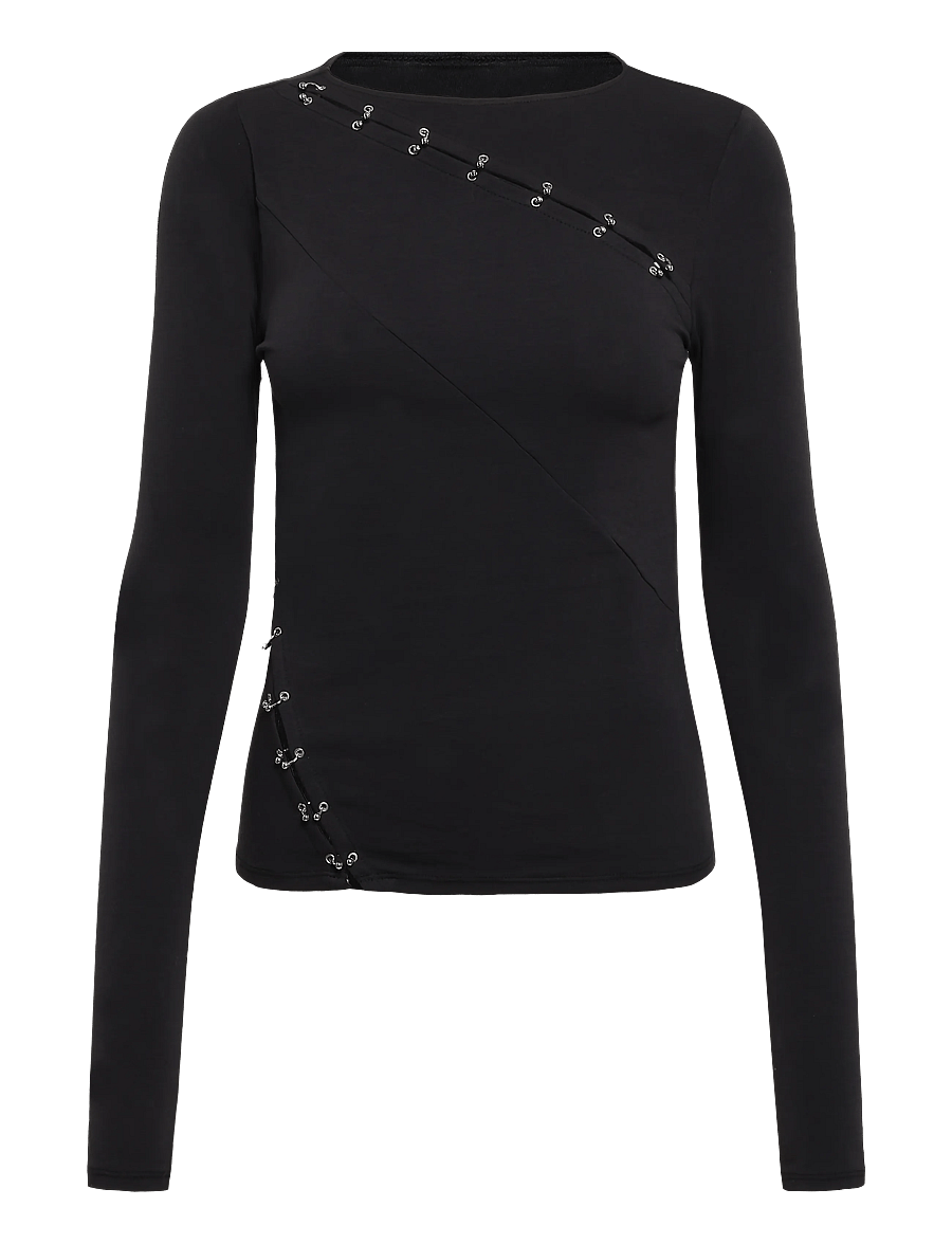 Weekday - Avril Piercing Longsleeve - langärmlige tops - black - 0