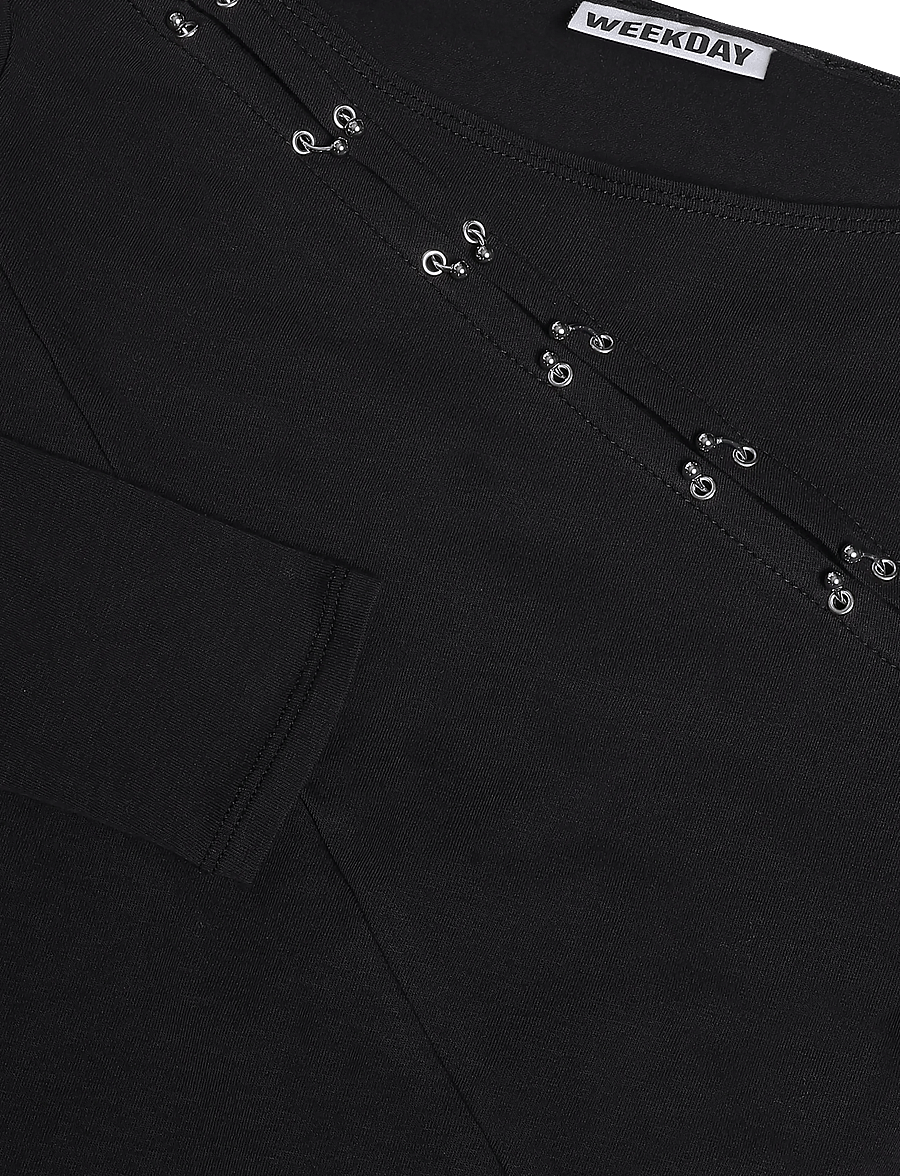 Weekday - Avril Piercing Longsleeve - langärmlige tops - black - 2