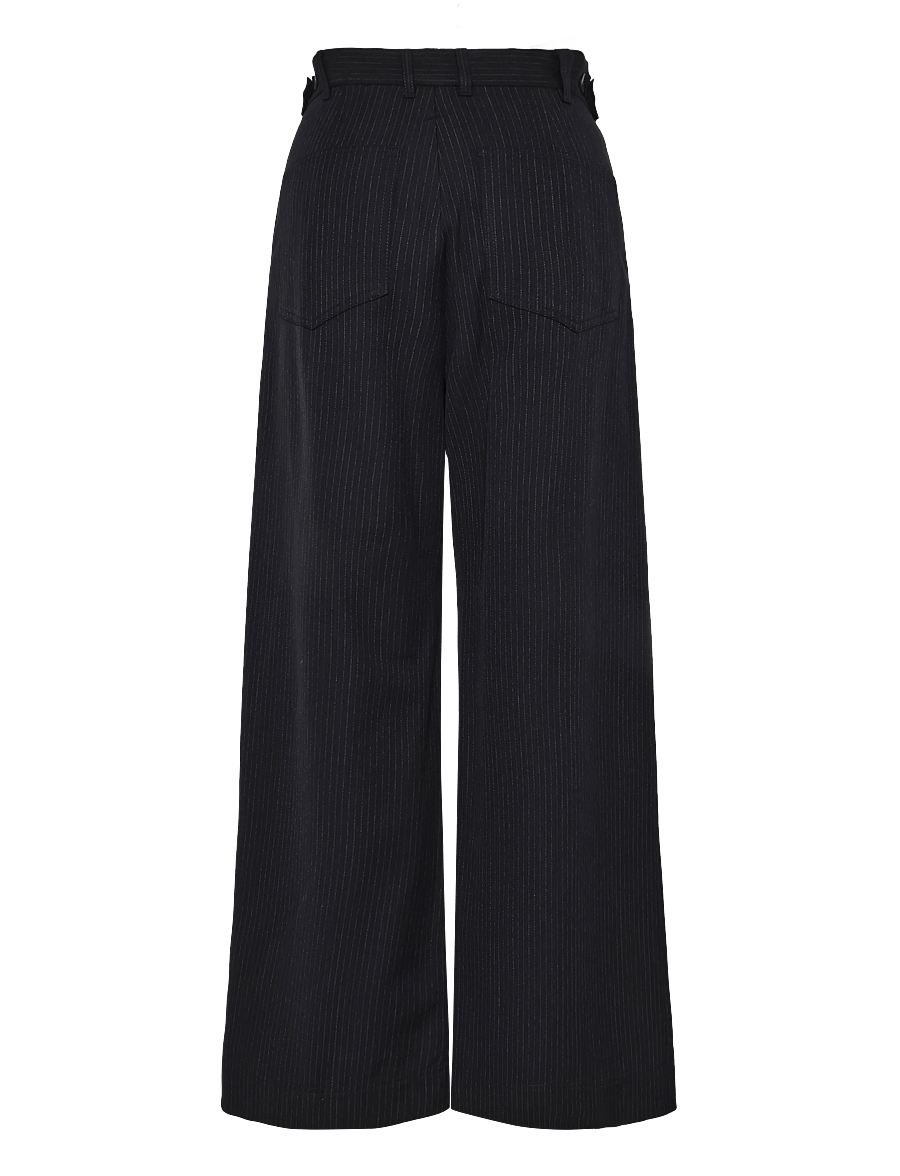 Weekend Max Mara - WKDBRAVO - hosen mit weitem bein - navy pinstripes - 1