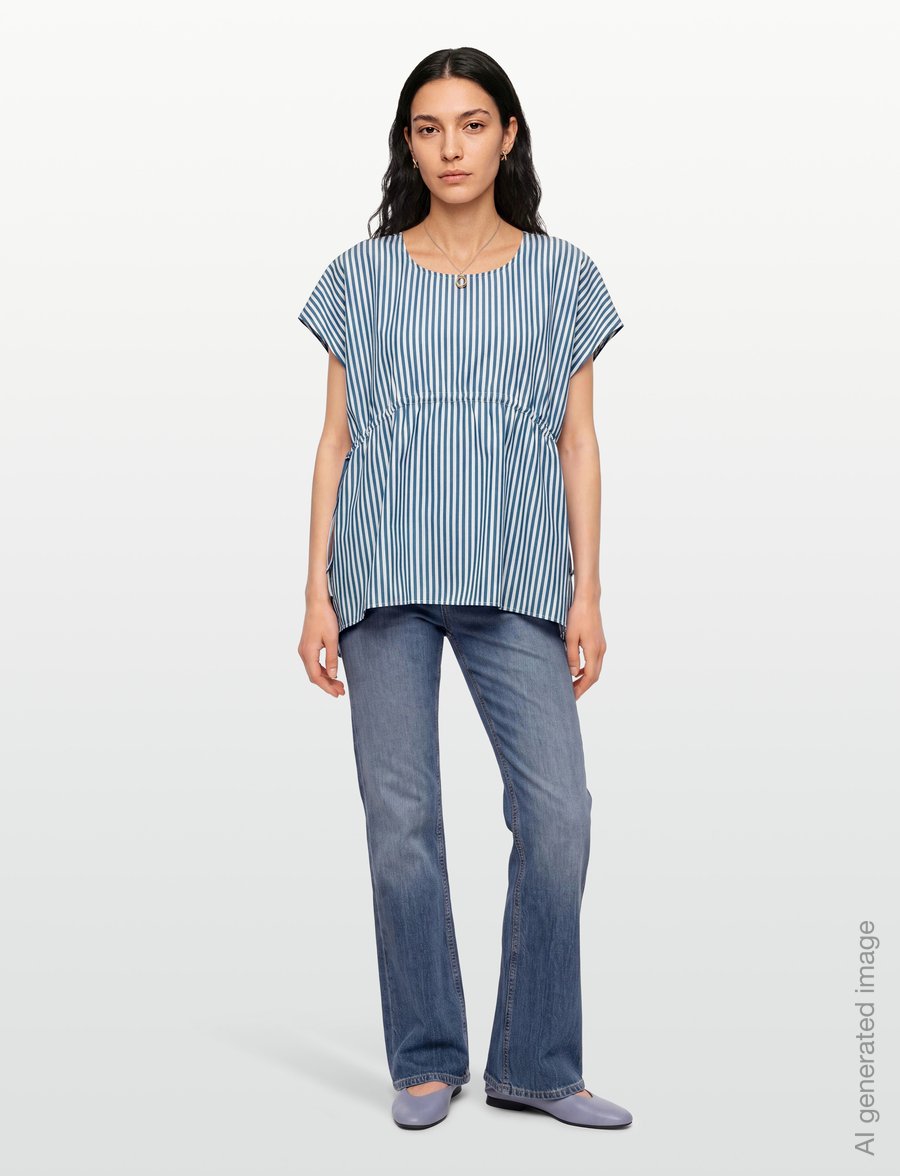 Weekend Max Mara - WKDPANDA - kortärmade blusar - cornflower blue fine stripe - 0