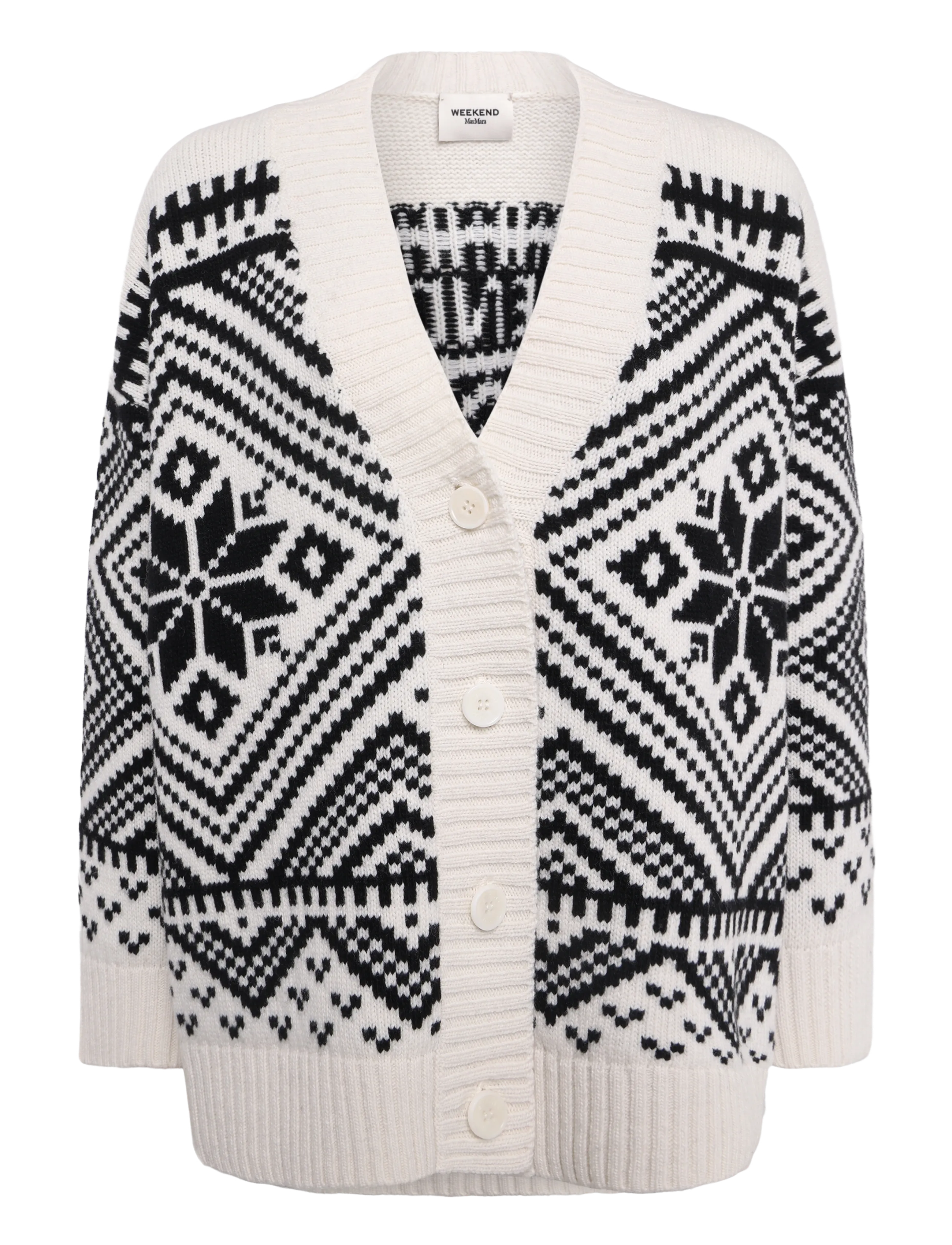 Weekend Max Mara WKDBELGIO - Strickjacken - BLACK GEOMETRIC PATTERN / cream