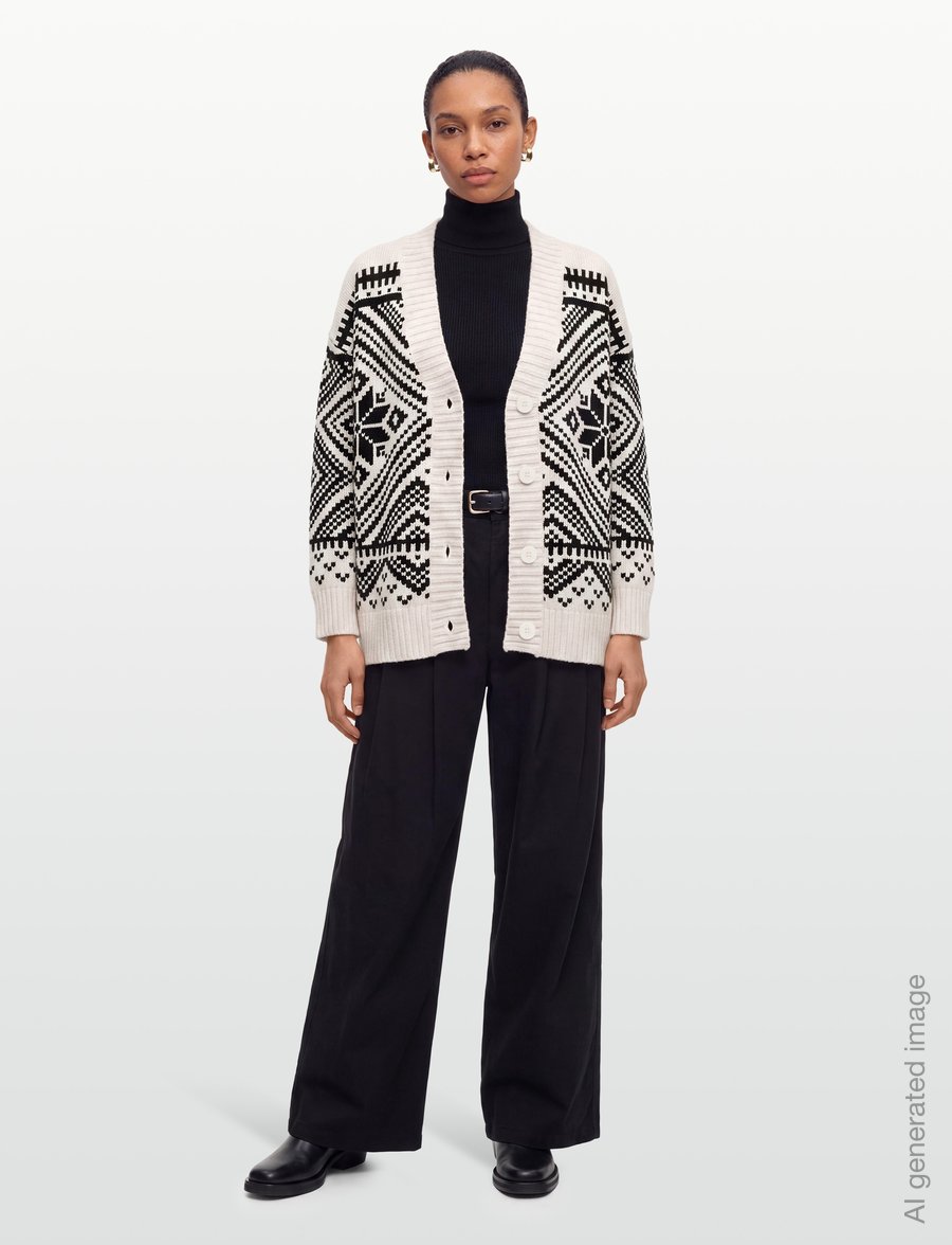Weekend Max Mara - WKDBELGIO - cardigans - black geometric pattern - 0