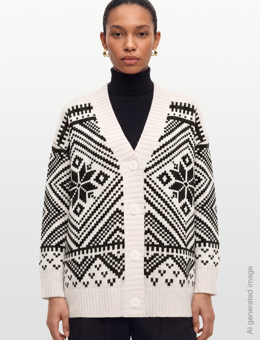 Weekend Max Mara - WKDBELGIO - cardigans - black geometric pattern - 3