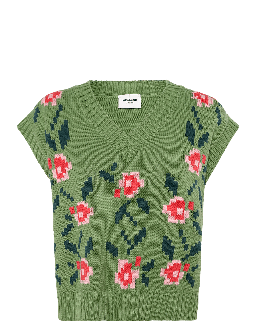 Weekend Max Mara - WKDALAMARO - knitted vests - green floral print - 0