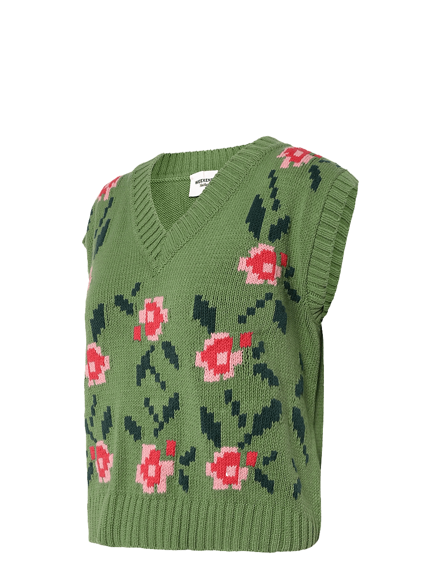 Weekend Max Mara - WKDALAMARO - knitted vests - green floral print - 2