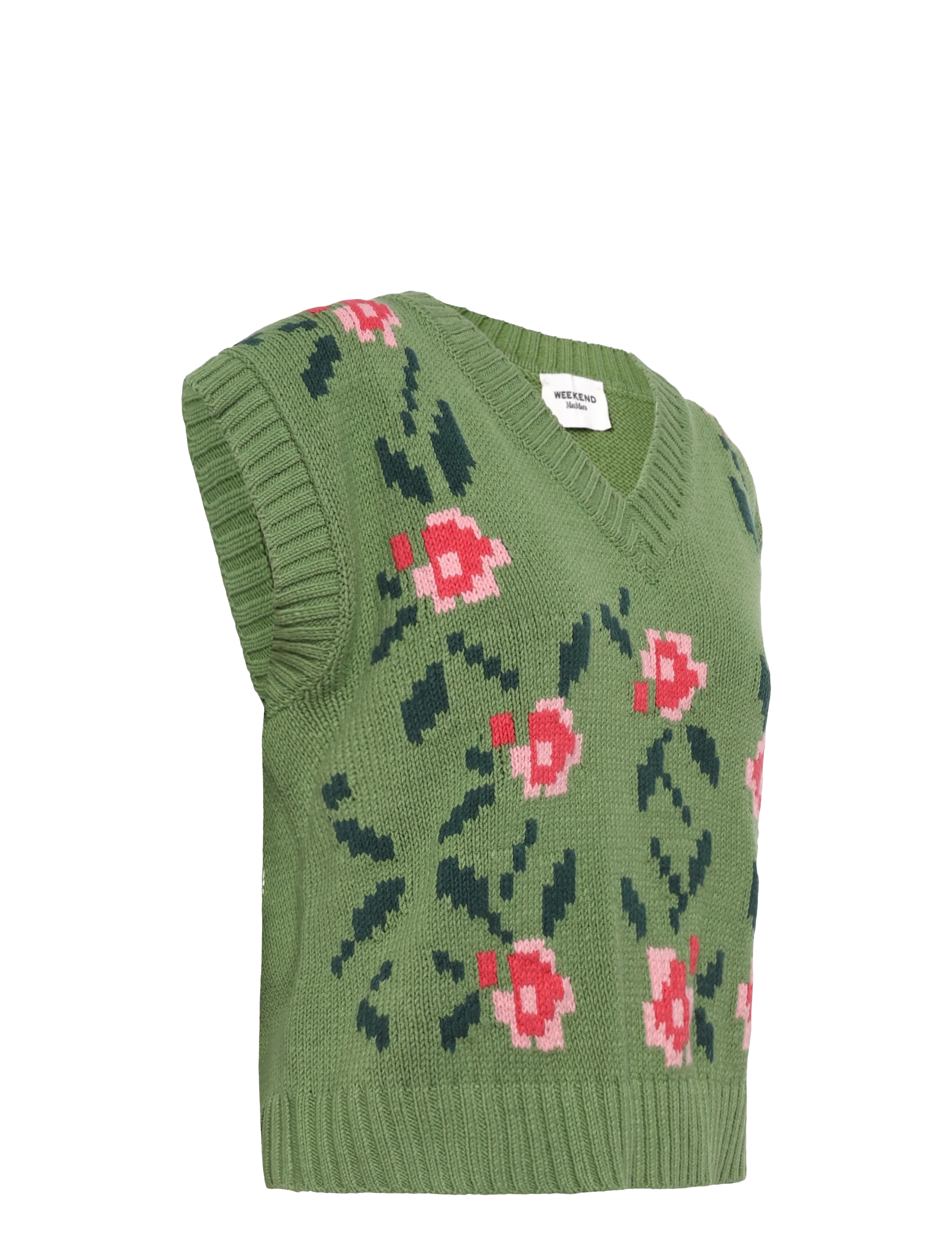 Weekend Max Mara - WKDALAMARO - knitted vests - green floral print - 3