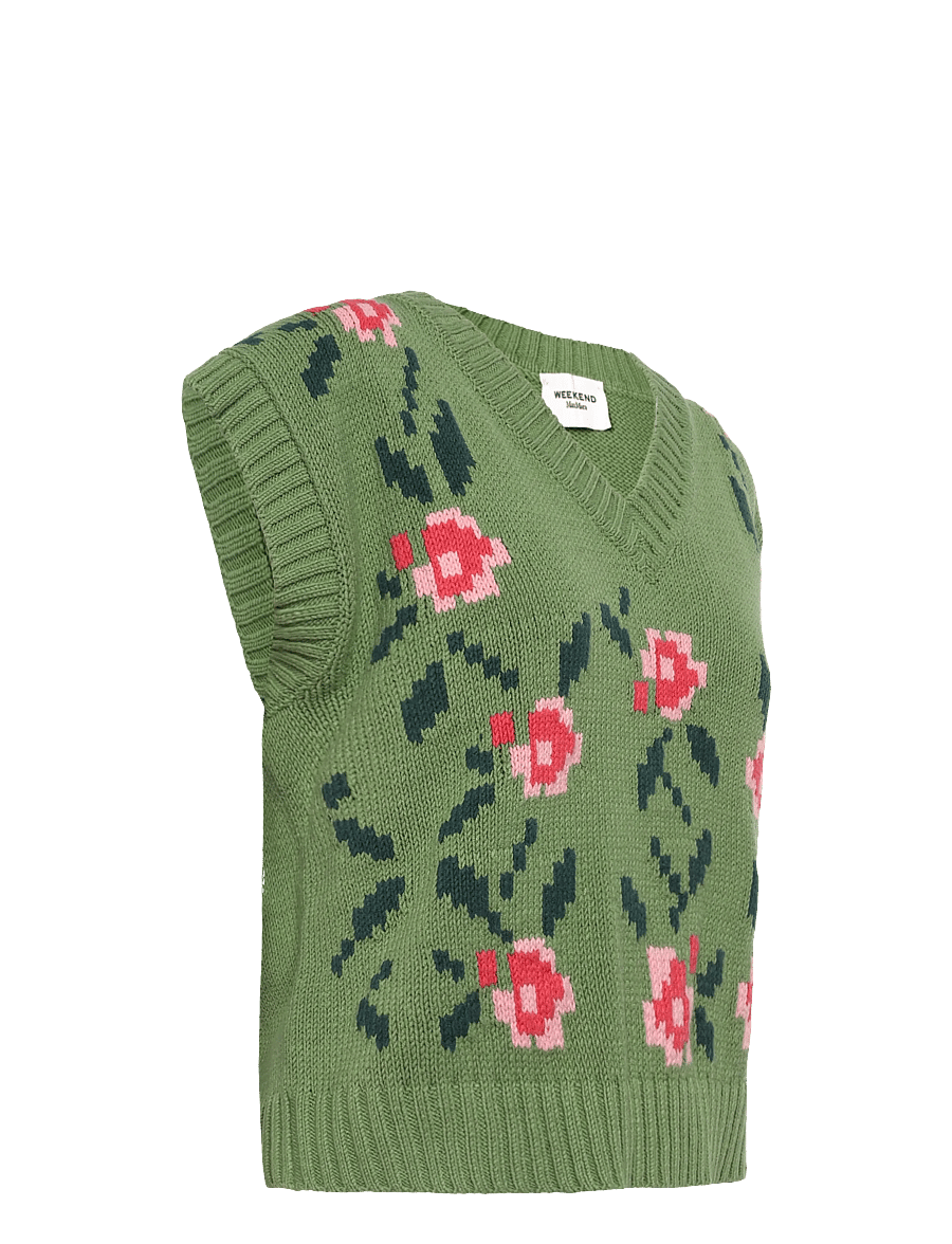 Weekend Max Mara - WKDALAMARO - knitted vests - green floral print - 3