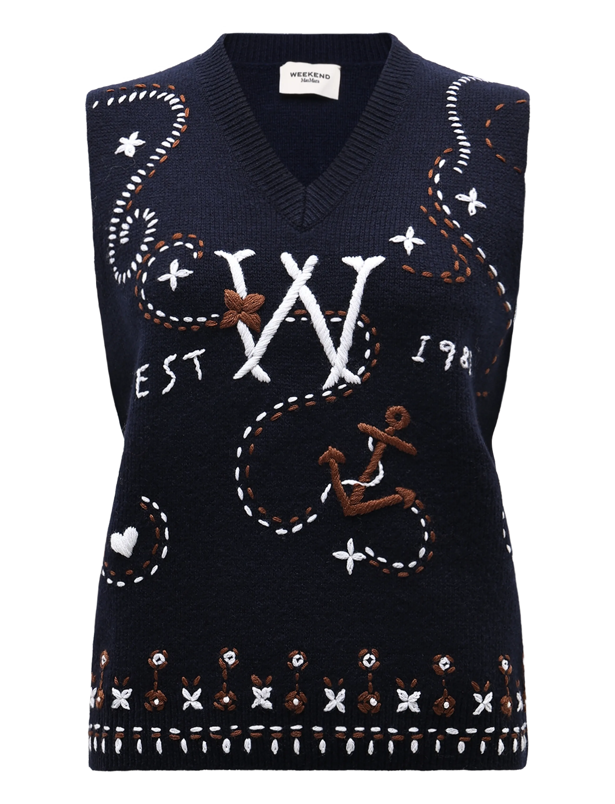 Weekend Max Mara WKDCACAO - Knitted vests - ULTRAMARINE LOGO EMBROIDERY / navy