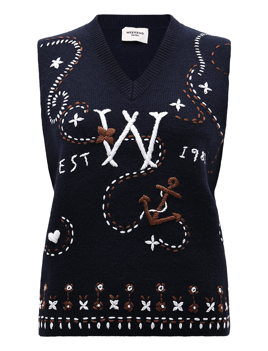 Weekend Max Mara - WKDCACAO - knitted vests - ultramarine logo embroidery - 1