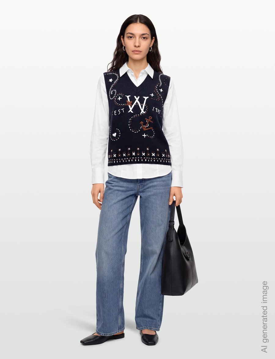 Weekend Max Mara - WKDCACAO - knitted vests - ultramarine logo embroidery - 0