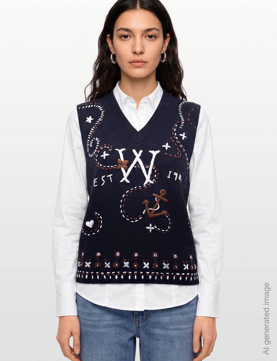 Weekend Max Mara - WKDCACAO - knitted vests - ultramarine logo embroidery - 5