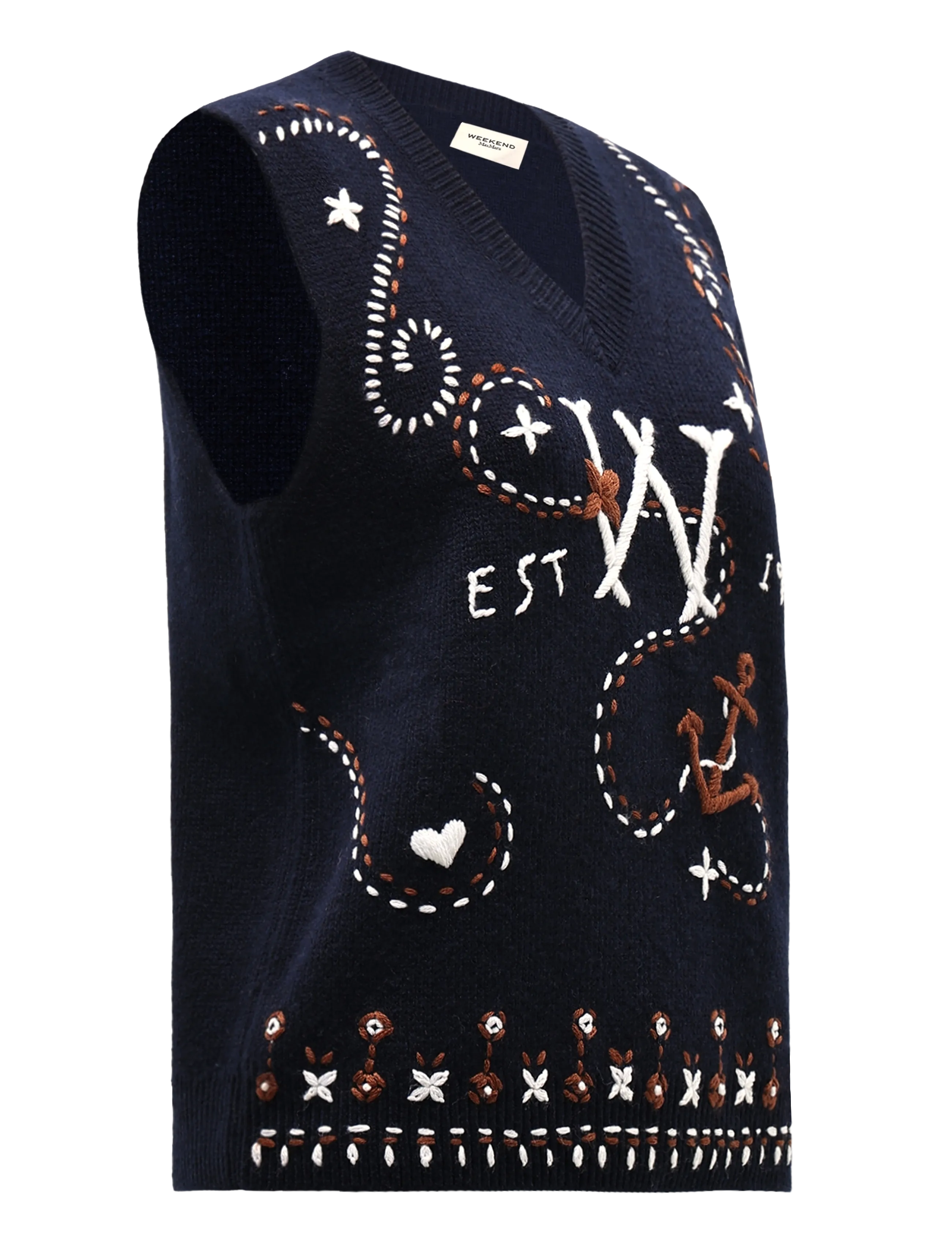 Weekend Max Mara - WKDCACAO - knitted vests - ultramarine logo embroidery - 4