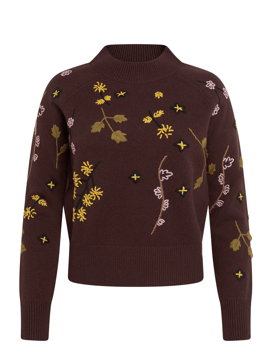 Weekend Max Mara - WKDRAFIA - jumpers - dark brown flower embroidery - 0