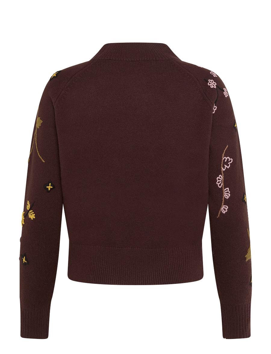 Weekend Max Mara - WKDRAFIA - jumpers - dark brown flower embroidery - 1