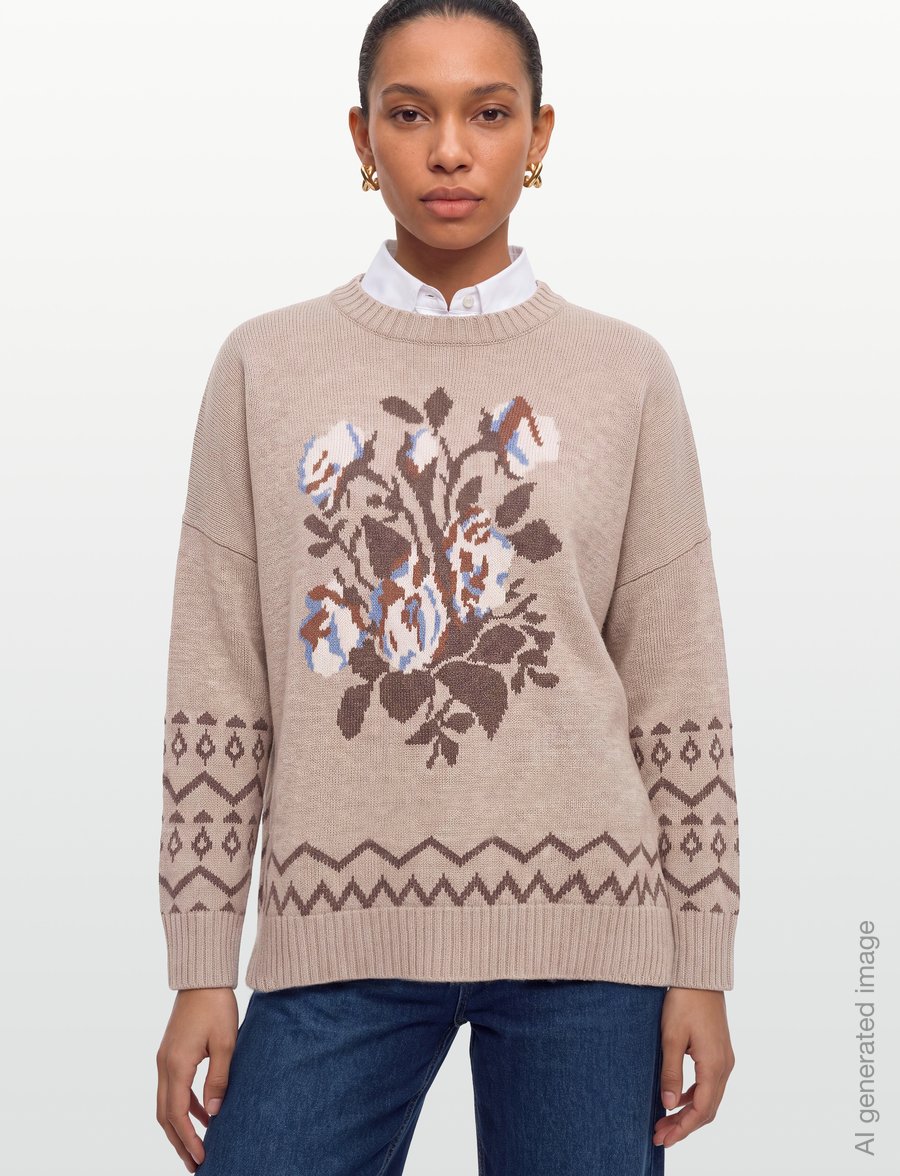 Weekend Max Mara - WKDPAVIDI - pullover - sand floral print - 3