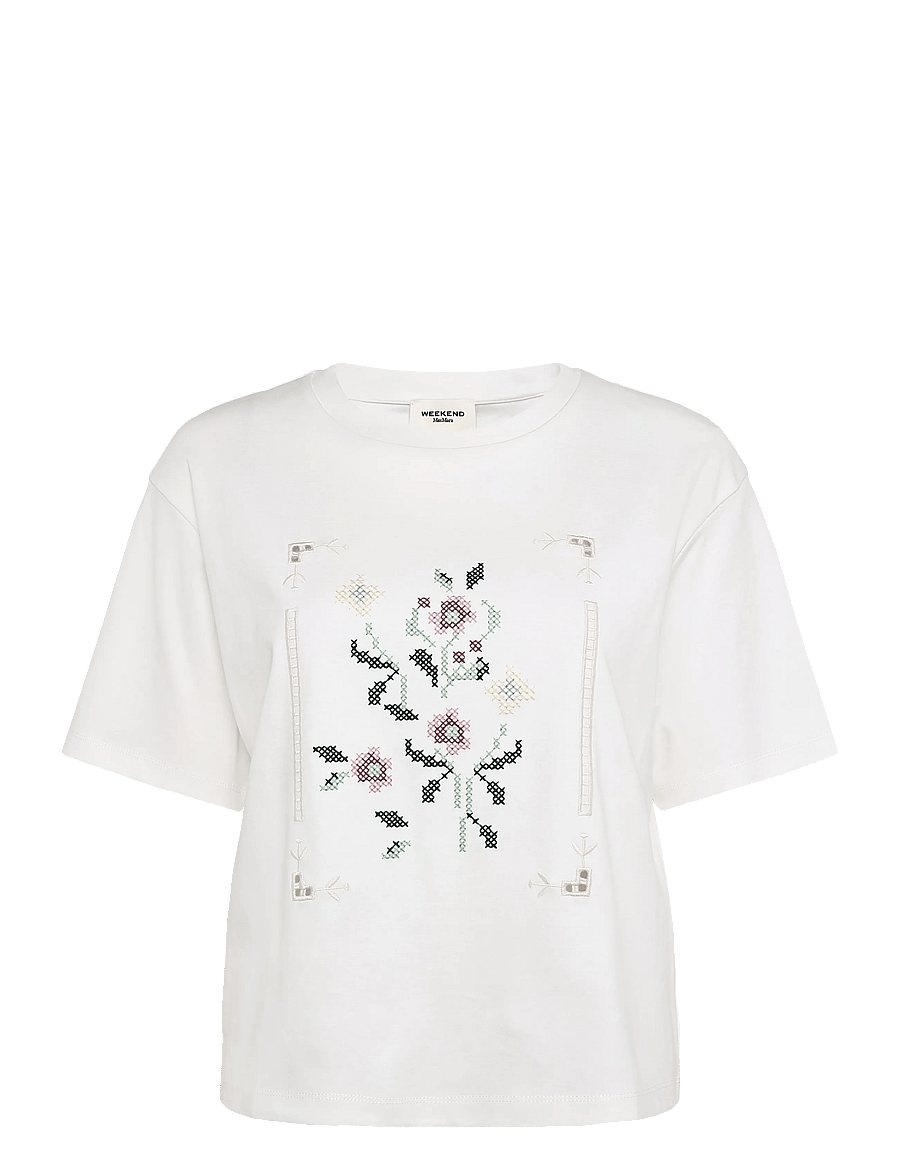 Weekend Max Mara - WKDSALA - t-särgid - white flower embroidery - 1