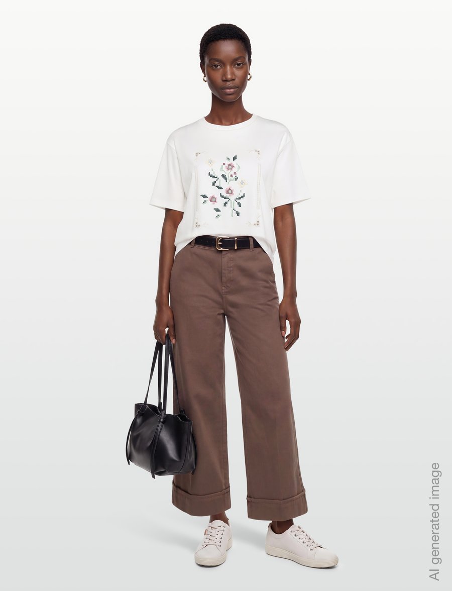 Weekend Max Mara - WKDSALA - t-särgid - white flower embroidery - 0