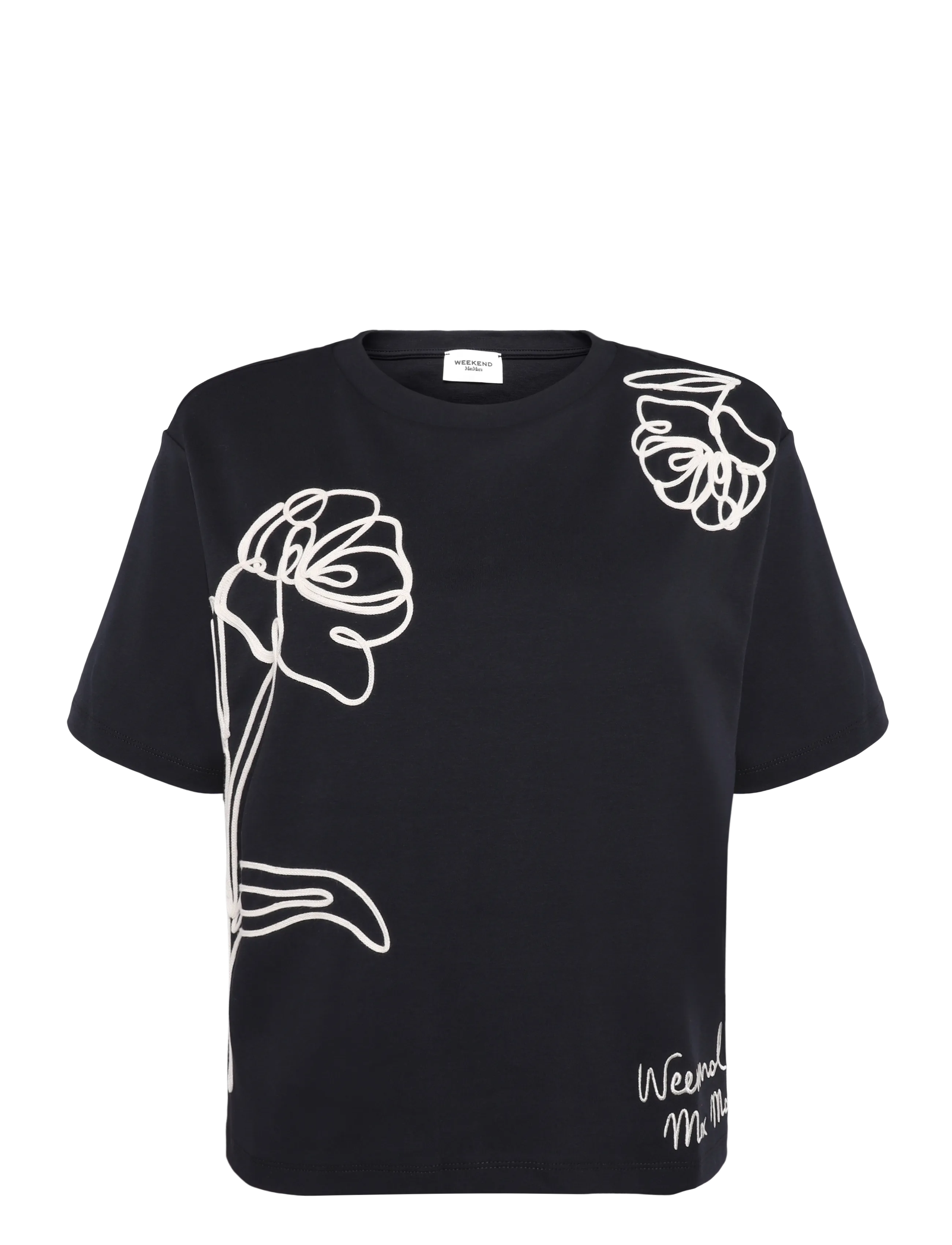 Weekend Max Mara WKDSALA - T-Shirts & Tops - BLACK FLOWER EMBROIDERY / black