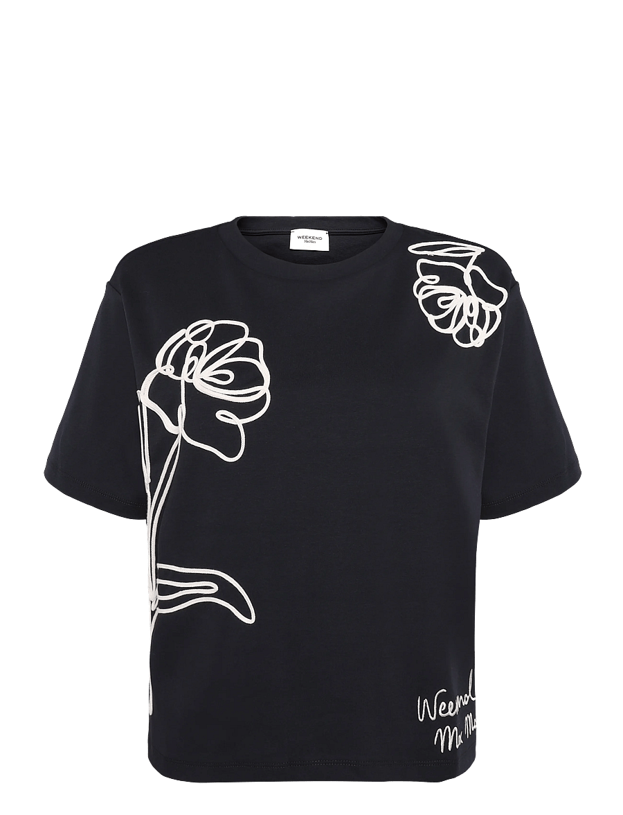 Weekend Max Mara - WKDSALA - t-shirts - black flower embroidery - 0