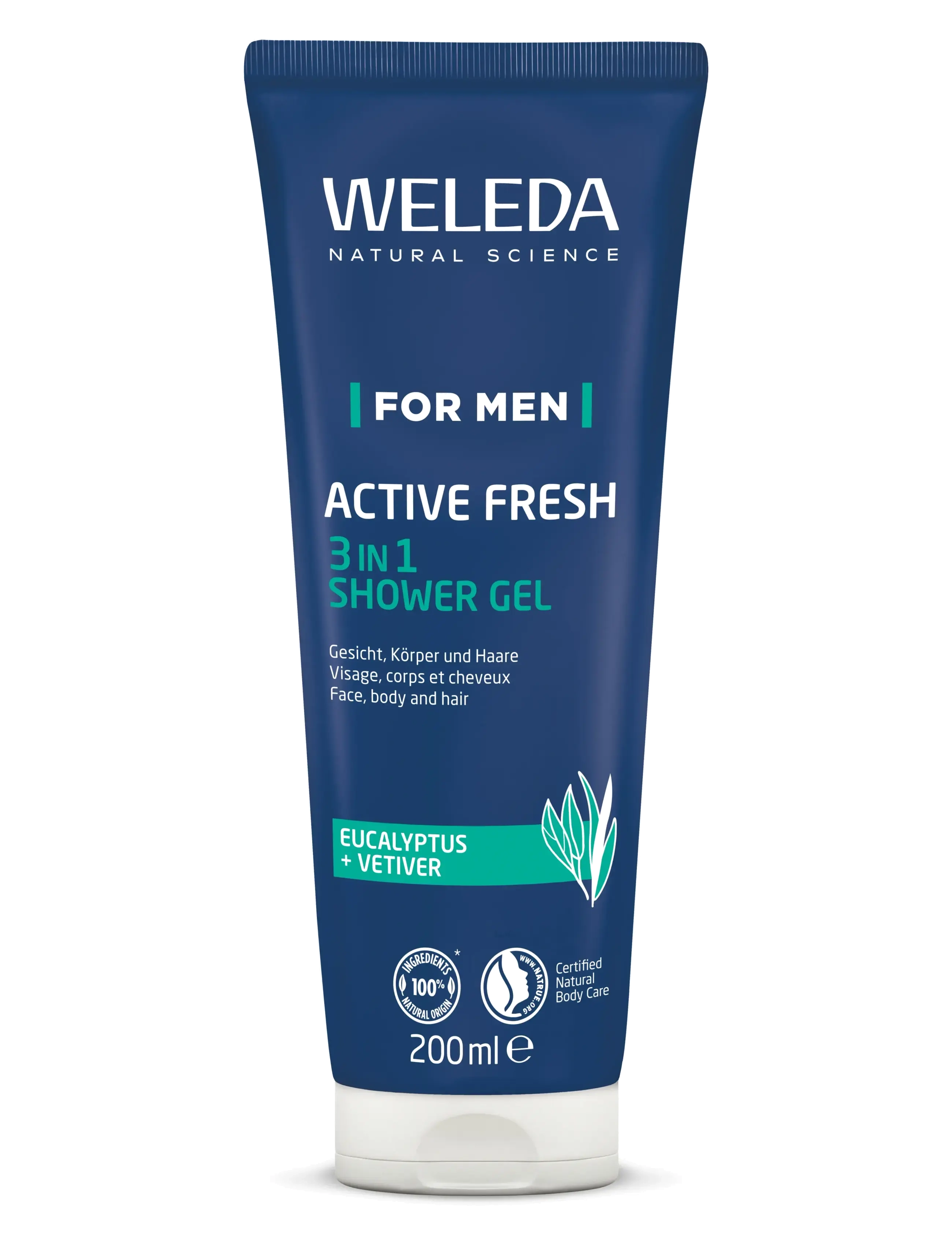 Weleda Active Fresh 3In1 Shower Gel, 200 ml, Nude, Pleje > Shampoo, Herre