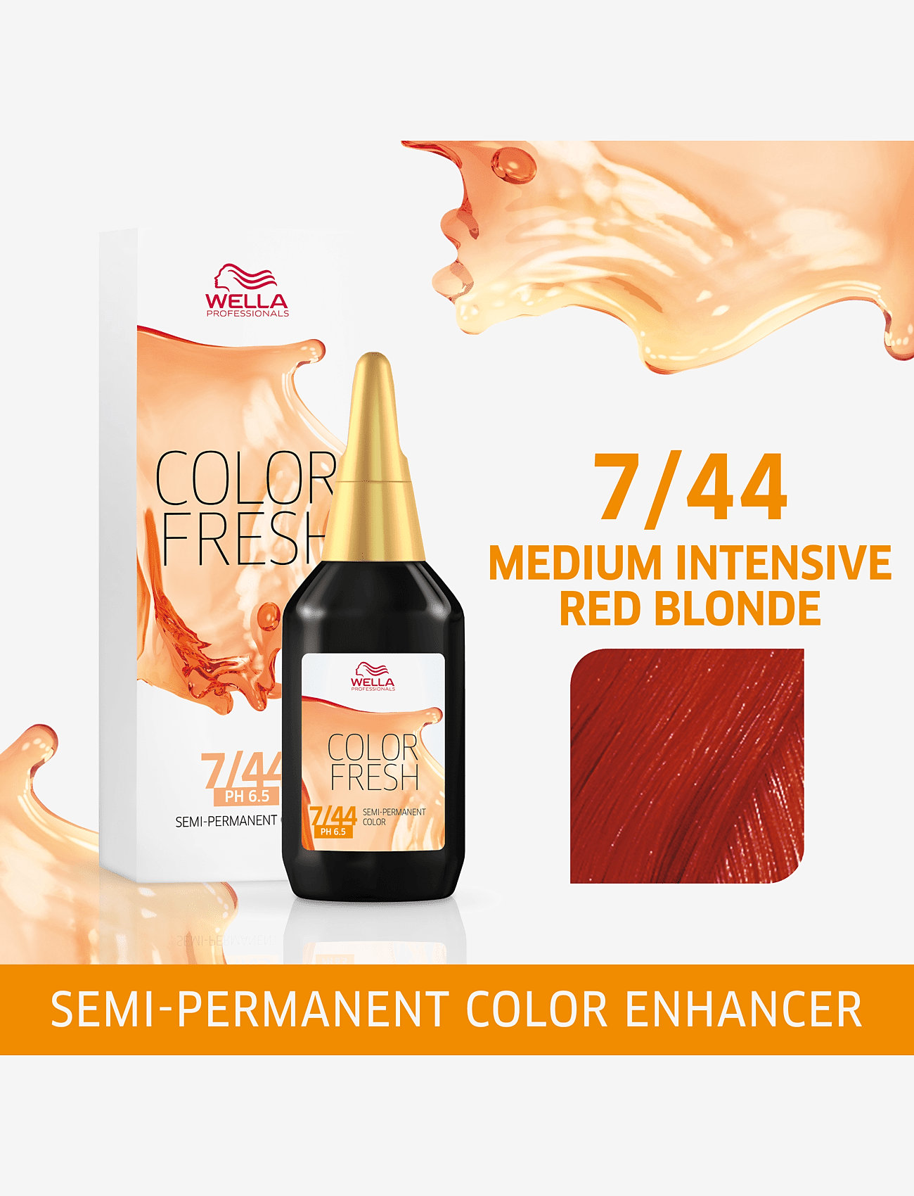 Wella Professionals - Wella Professionals Color Fresh 7/44 Medium Intensive Red Blonde 75 ml - hårmasker - color fresh 7/44 - 1