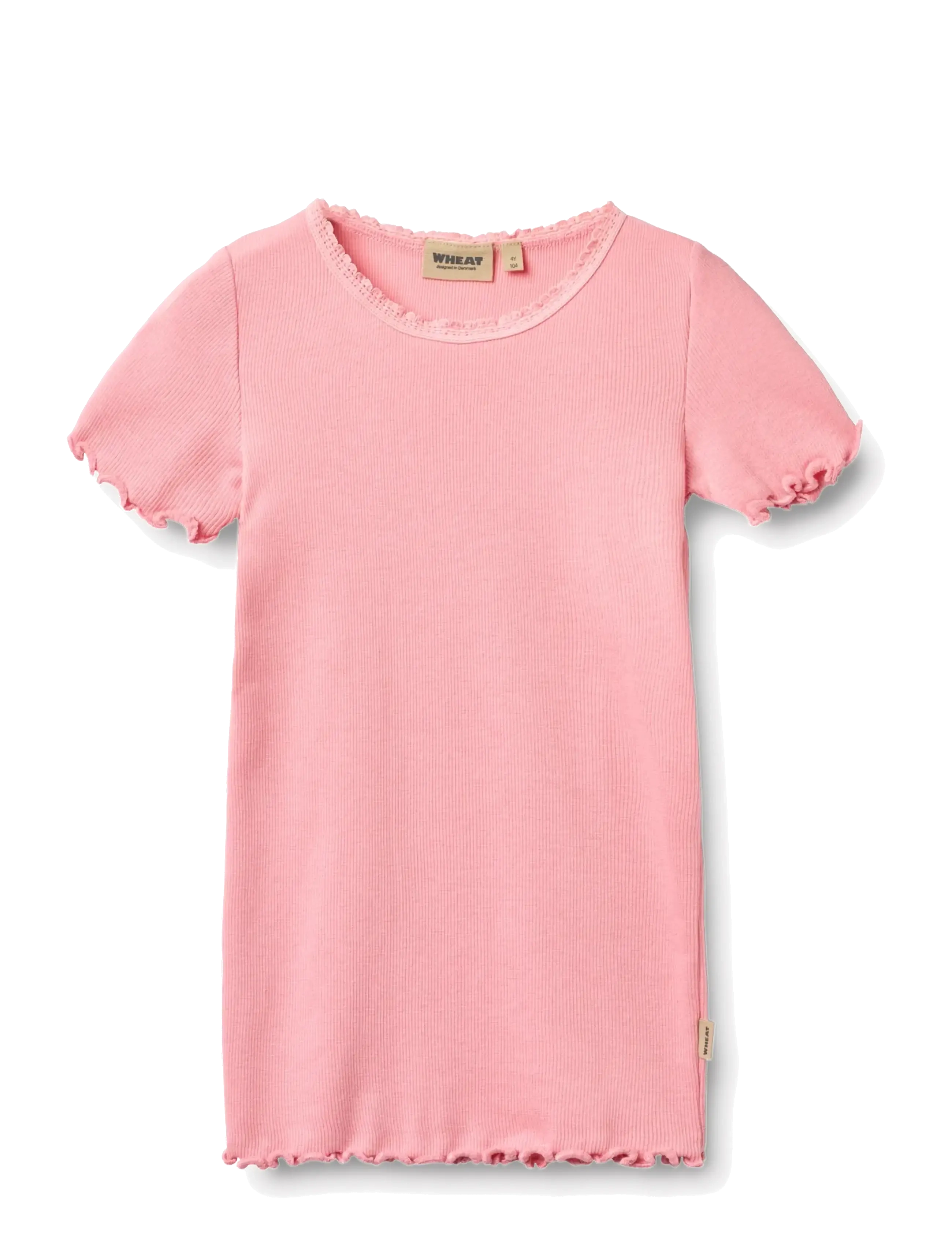 Wheat Rib T-shirt S/S Katie - Toppar & T-shirts - BUBBLEGUM / pink/rose