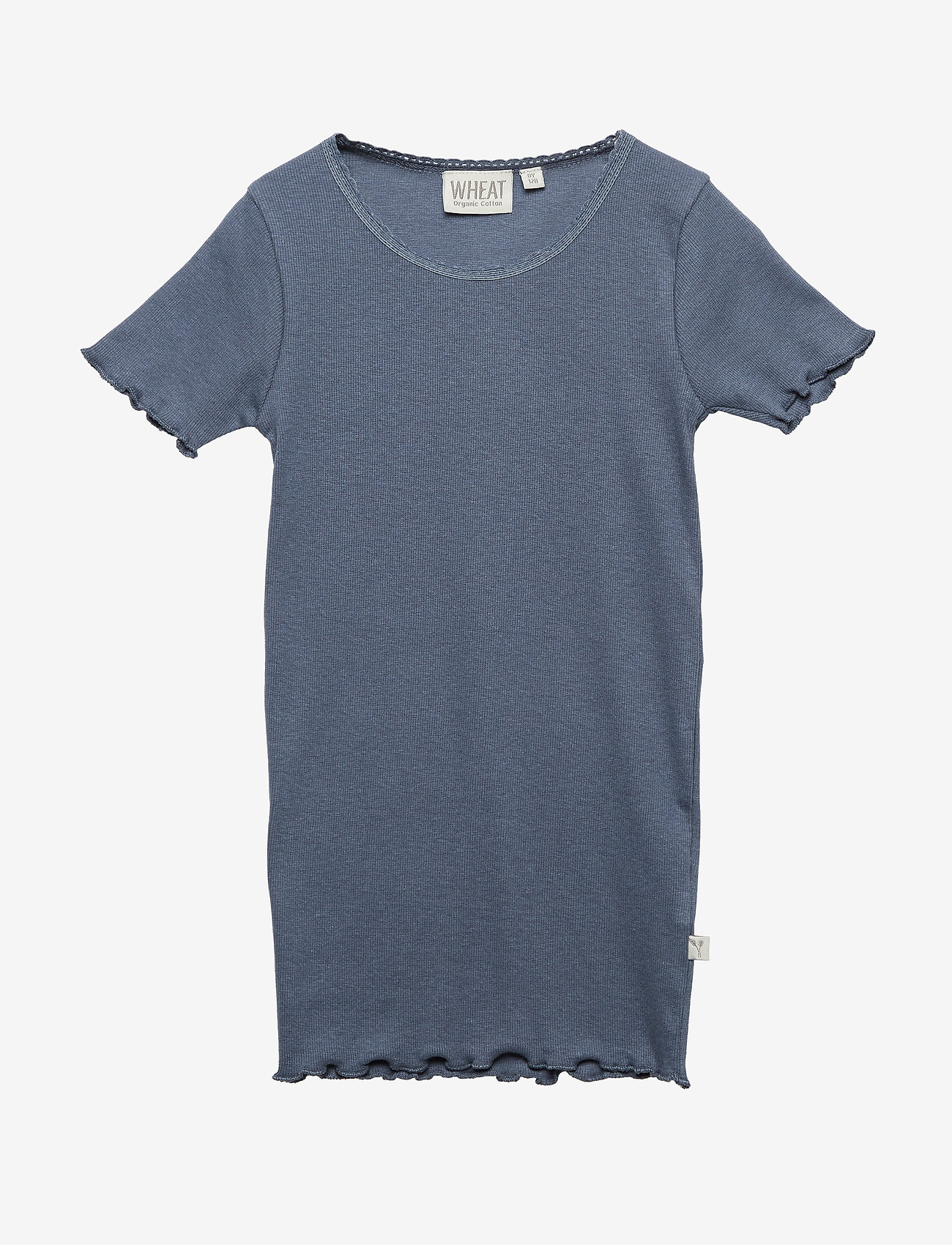 Wheat - Rib T-Shirt Lace SS - greyblue - 0