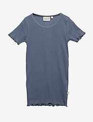 Wheat - Rib T-Shirt Lace SS - greyblue - 0
