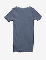 Wheat - Rib T-Shirt Lace SS - greyblue - 1