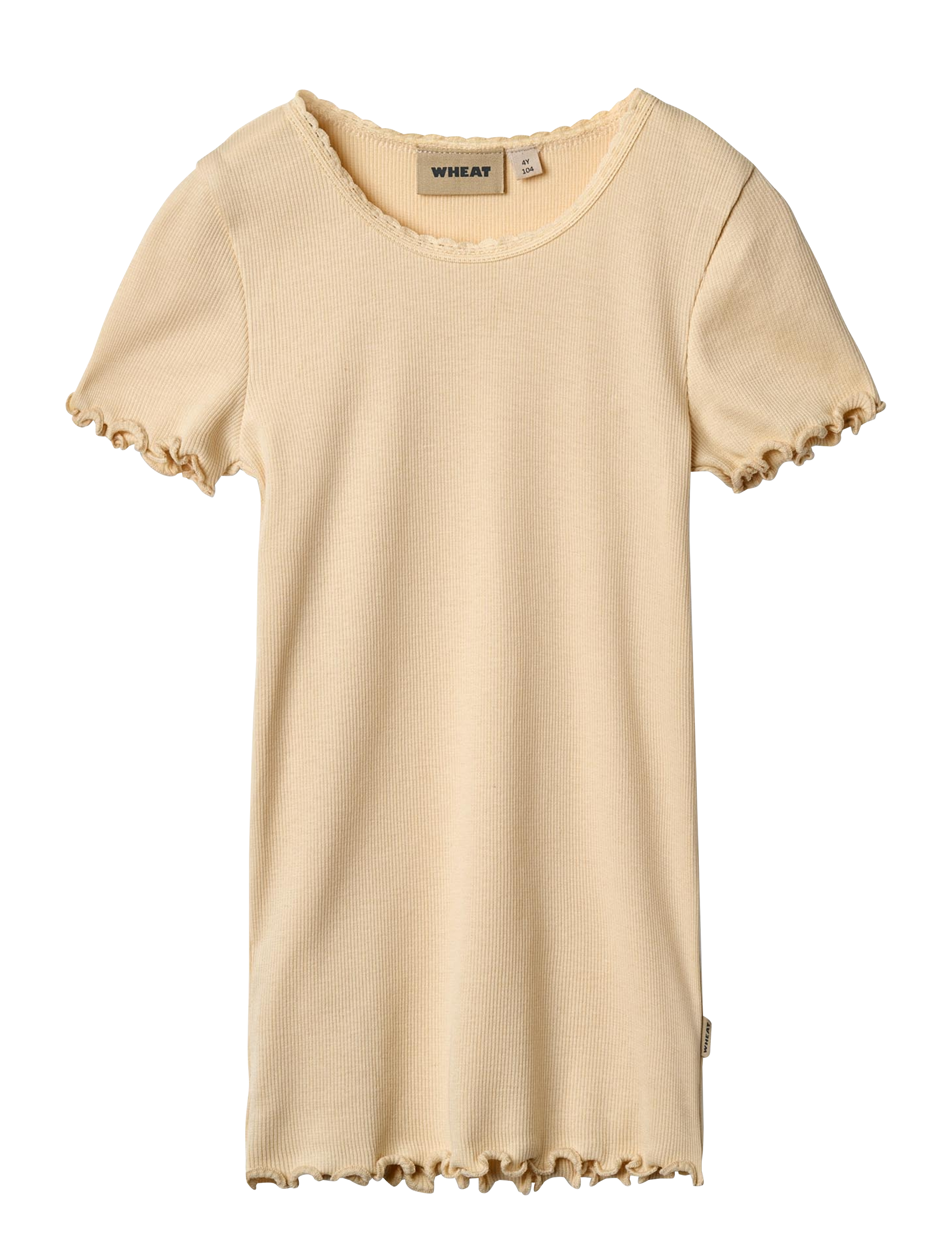 Wheat Rib T-shirt S/S Katie - Toppar & T-shirts - MACADAMIA / yellow