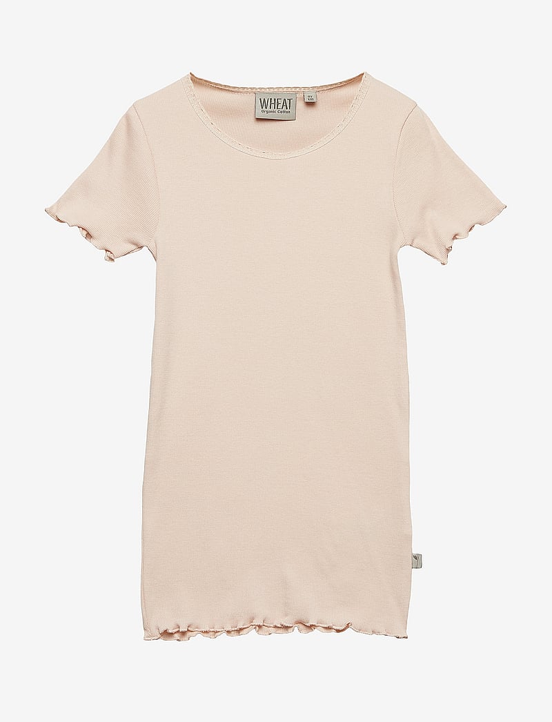 Wheat - Rib T-shirt S/S Katie - short-sleeved t-shirts - powder - 0