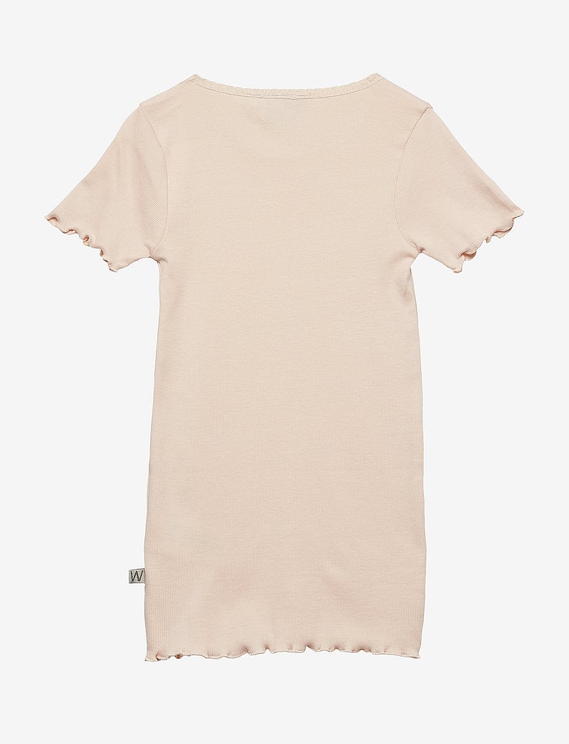 Wheat - Rib T-shirt S/S Katie - short-sleeved t-shirts - powder - 1