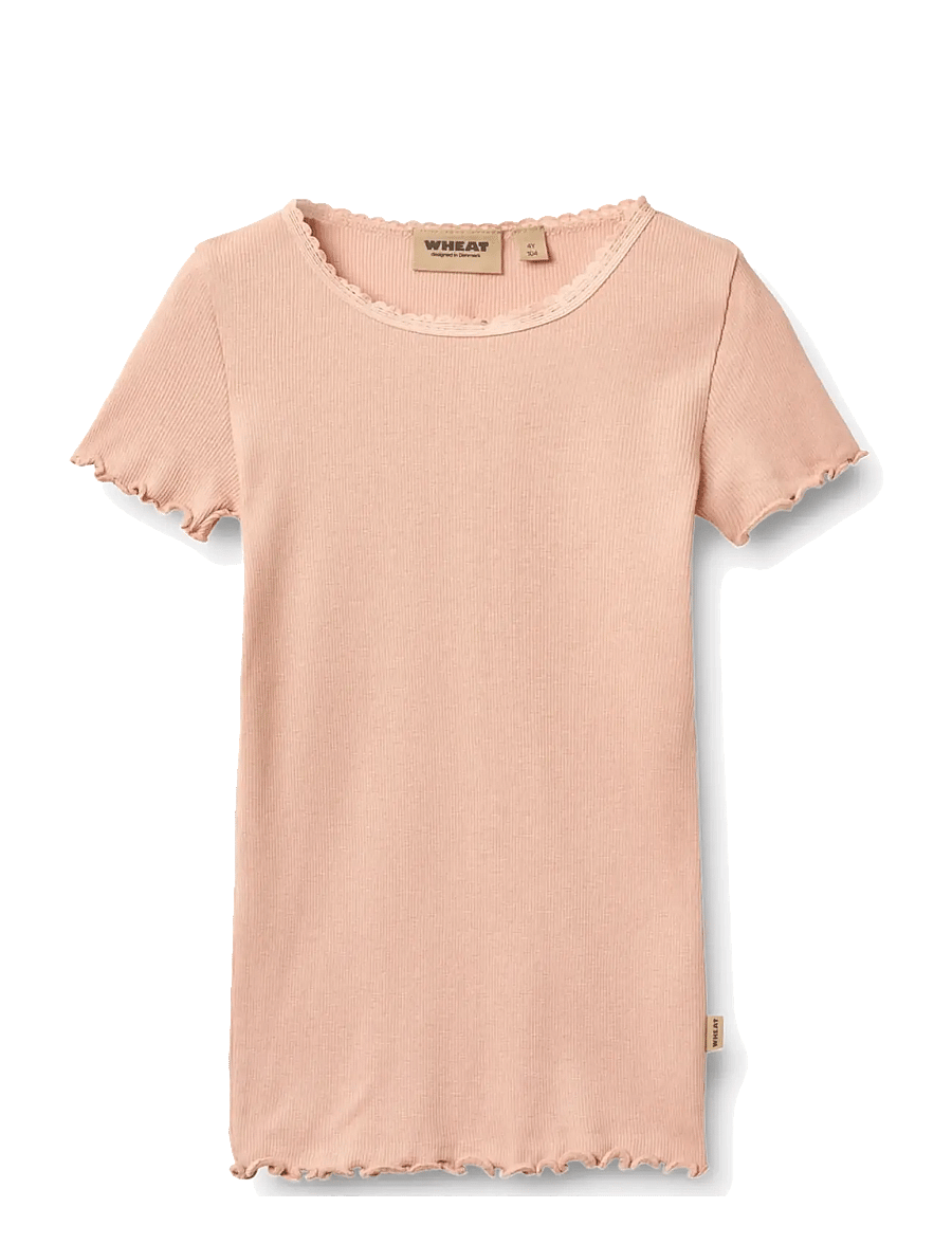 Wheat - Rib T-shirt S/S Katie - lühikeste varrukatega t-särgid - rose cloud - 0