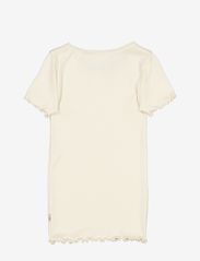 Wheat - Rib T-Shirt Lace SS - short-sleeved t-shirts - eggshell - 1