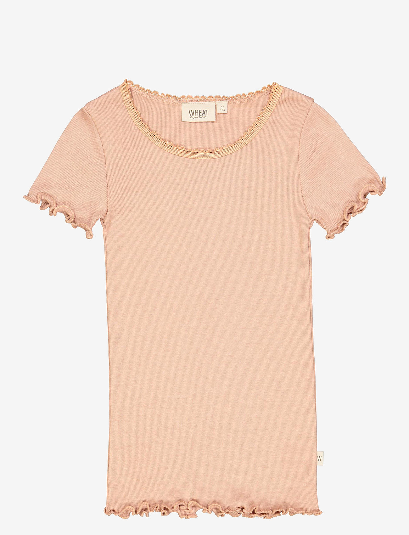 Wheat - Rib T-Shirt Lace SS - kurzärmelige - rose dawn - 0