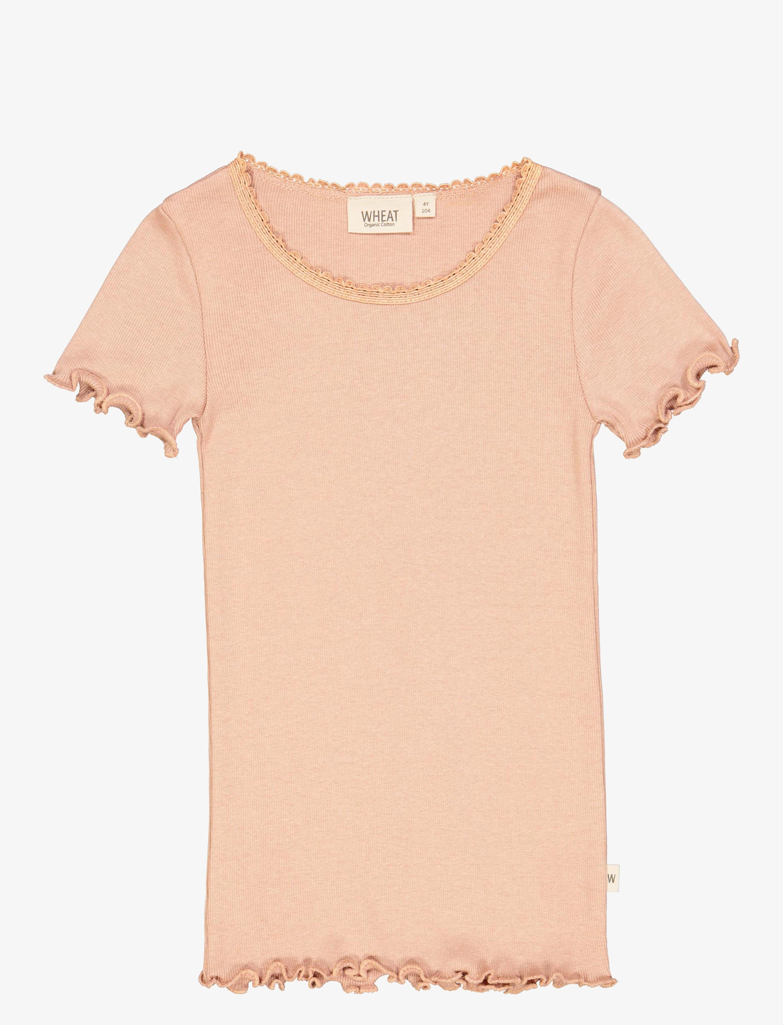 Wheat - Rib T-Shirt Lace SS - rose dawn - 0