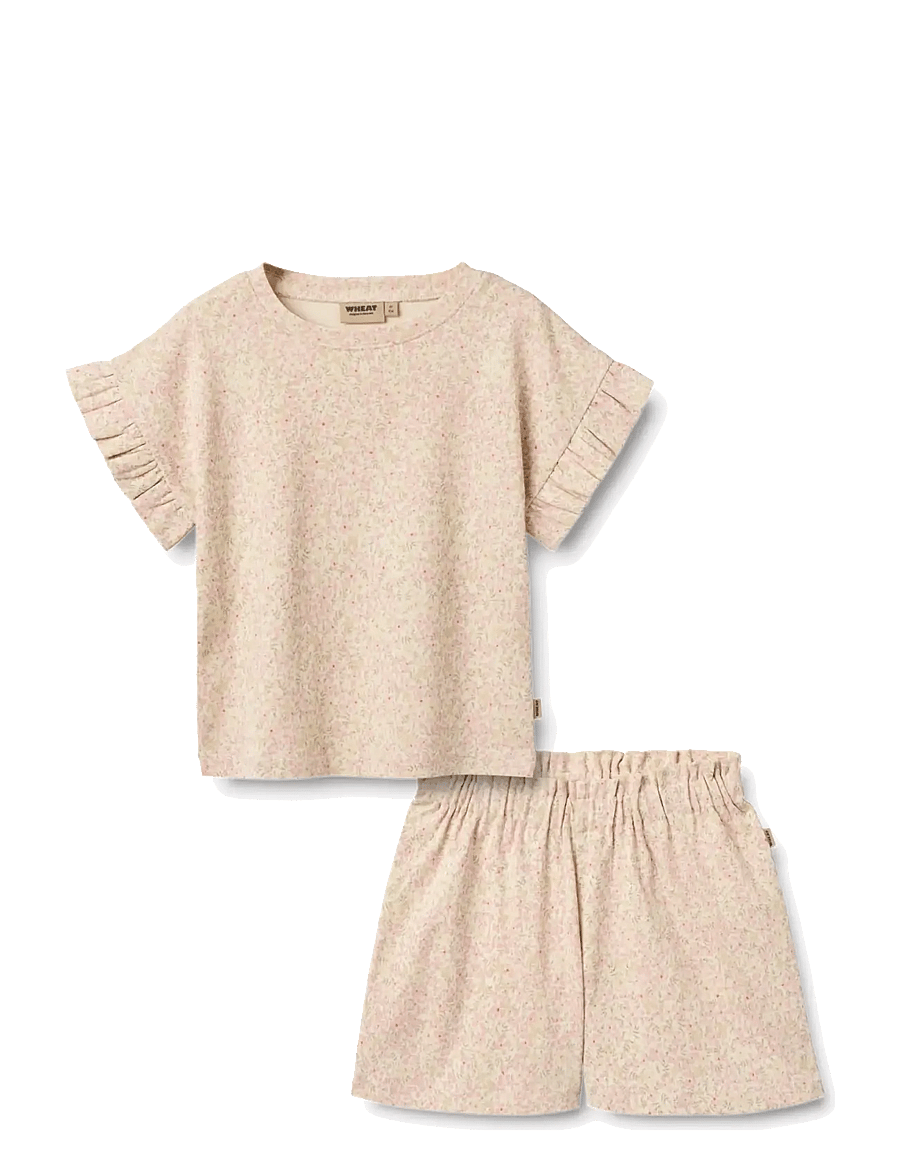 Wheat - Set T-shirt & Shorts Ally - coral flowers - 0