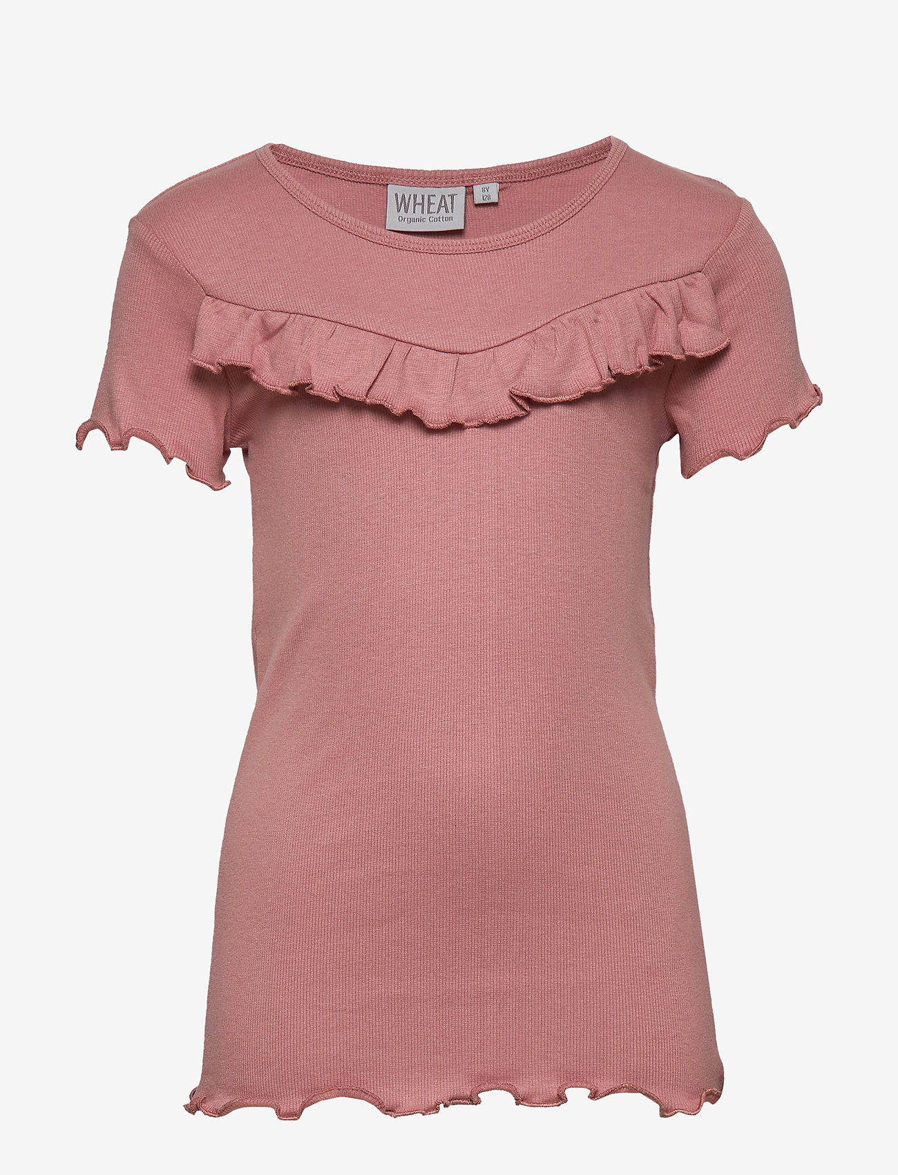 Wheat - T-Shirt Rib Ruffle SS - soft peach rose - 0