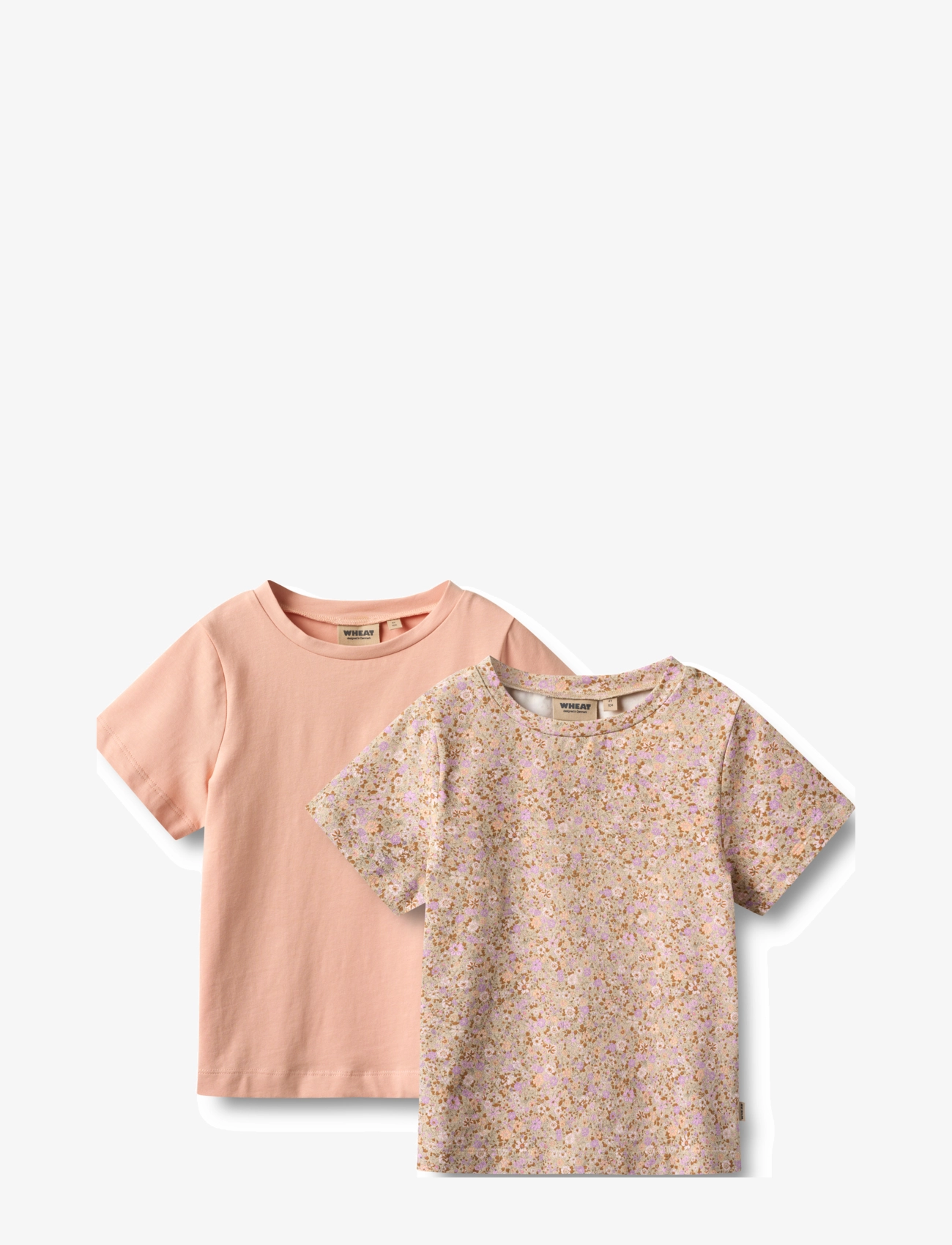 Wheat 2 T-Shirt S/S Manna - Överdelar - LILAC FLOWER MEADOW / coral