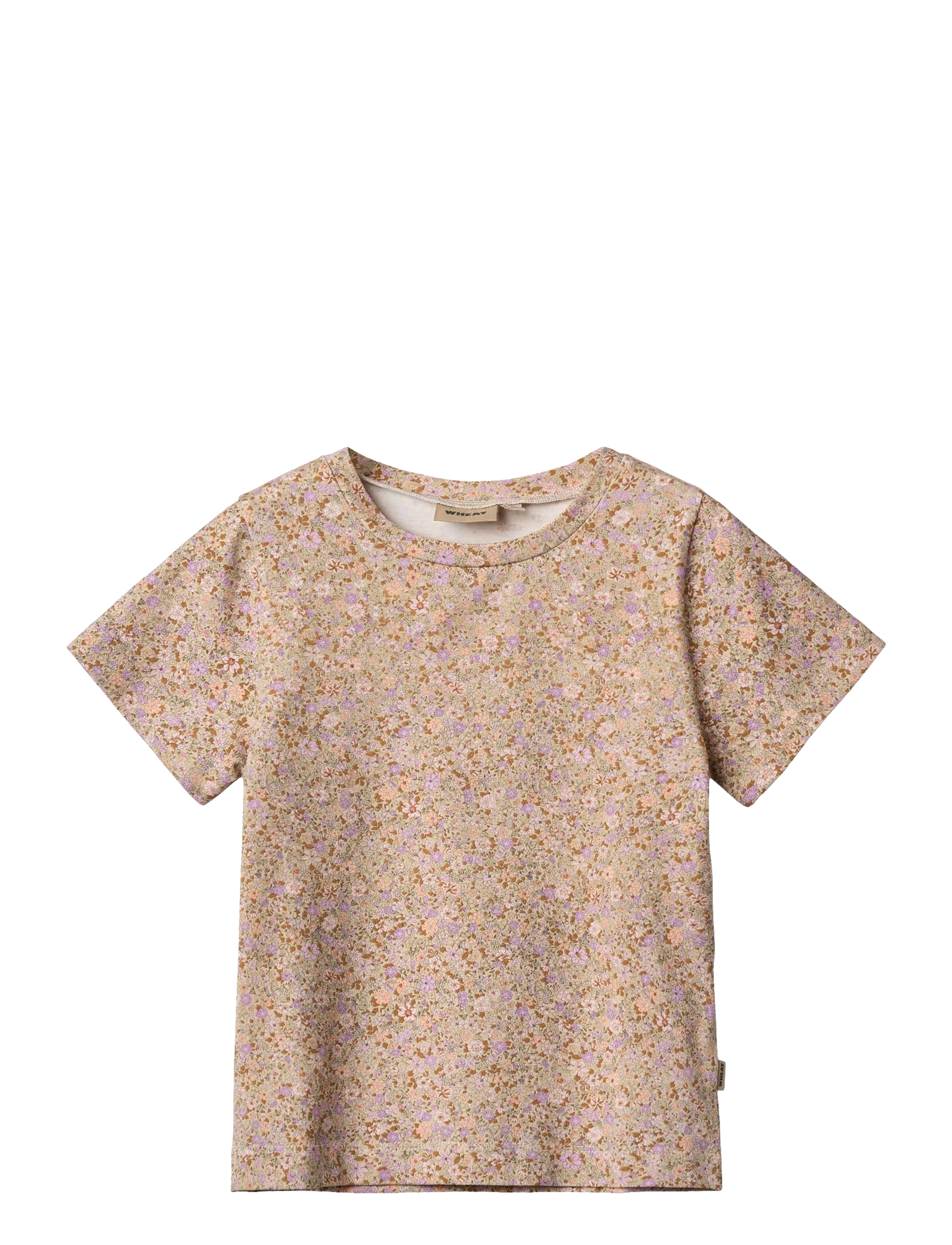 Wheat T-Shirt S/S Manna - Toppar & T-shirts - LILAC FLOWER MEADOW / pink/rose