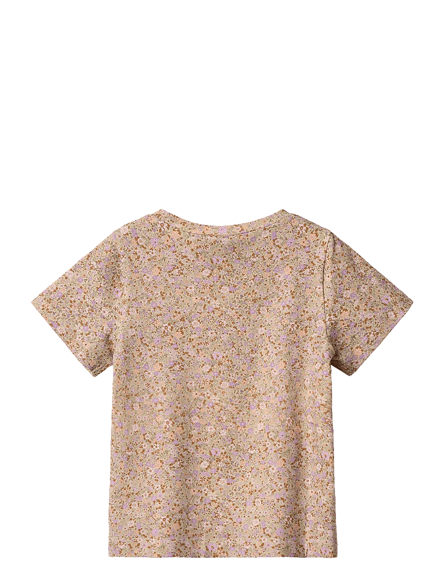 Wheat - T-Shirt S/S Manna - kurzärmelige - lilac flower meadow - 1