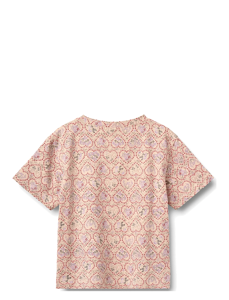 Wheat - T-shirt S/S Ella - kortærmede t-shirts - magenta heart flowers - 1