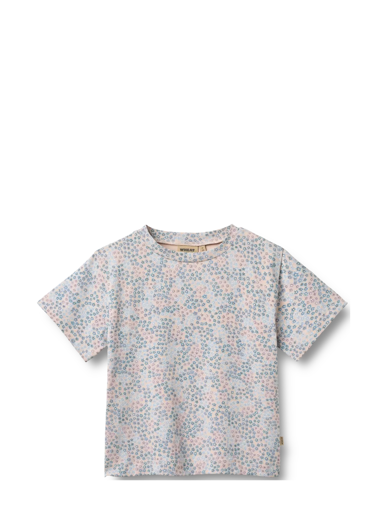 Wheat T-shirt S/S Ella - Baby 44-92 - POWDER BLUE FLOWERS / blue