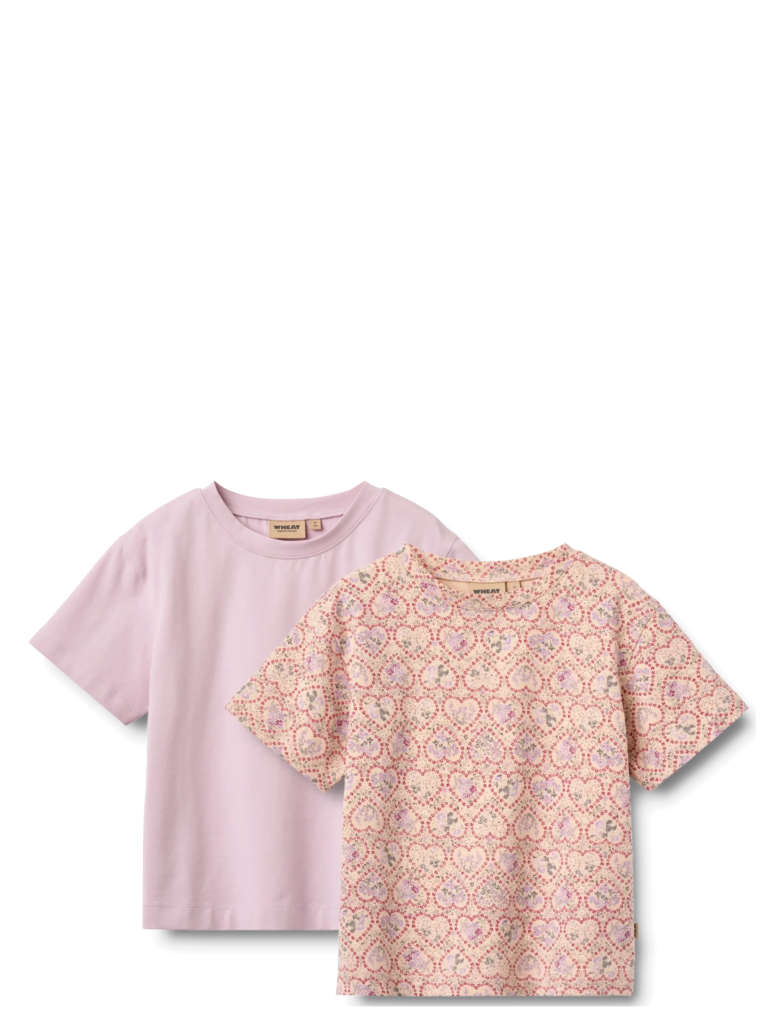 Wheat 2 T-shirt S/S Ella - Clothing - MAGENTA HEART FLOWERS / multi