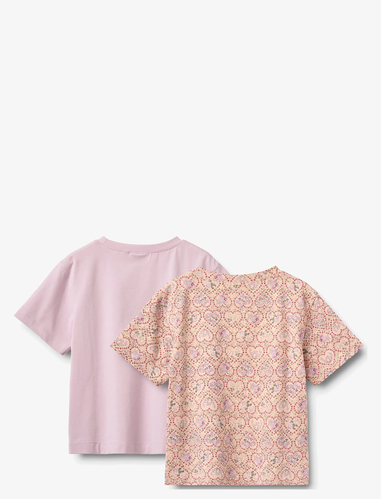 Wheat - 2 T-shirt S/S Ella - kortærmede t-shirts - magenta heart flowers - 1