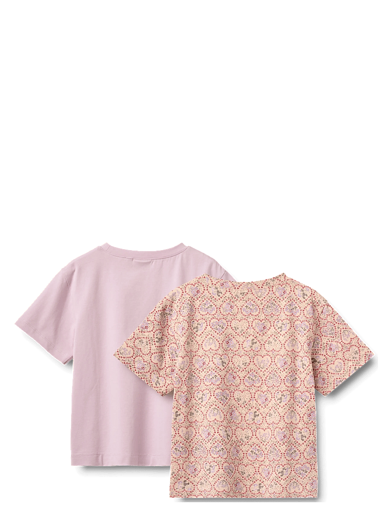 Wheat - 2 T-shirt S/S Ella - kortærmede t-shirts - magenta heart flowers - 1