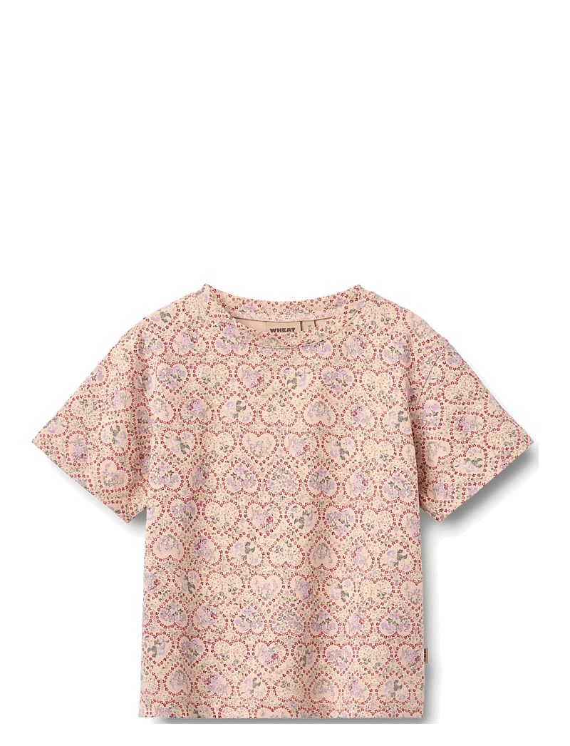 Wheat - 2 T-shirt S/S Ella - kortærmede t-shirts - magenta heart flowers - 2