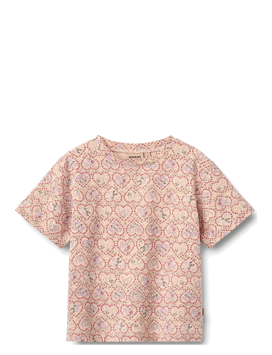 Wheat - 2 T-shirt S/S Ella - kurzärmelige - magenta heart flowers - 2