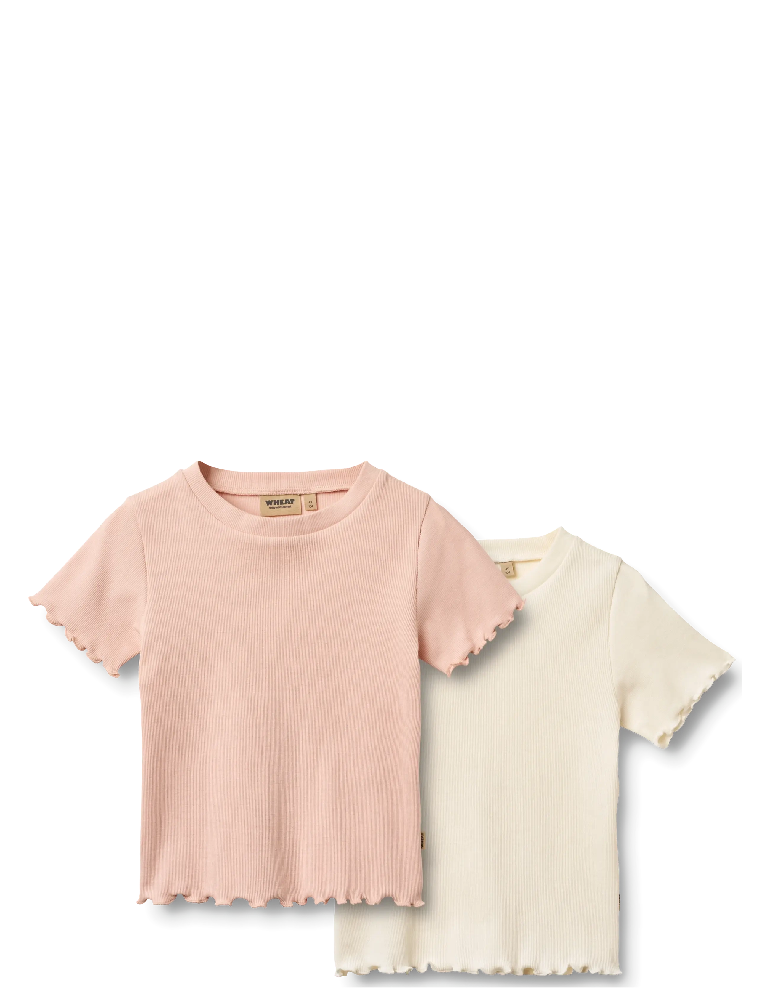 Wheat 2 Rib T-shirt S/S Alicia - Toppar & T-shirts - IVORY / multi