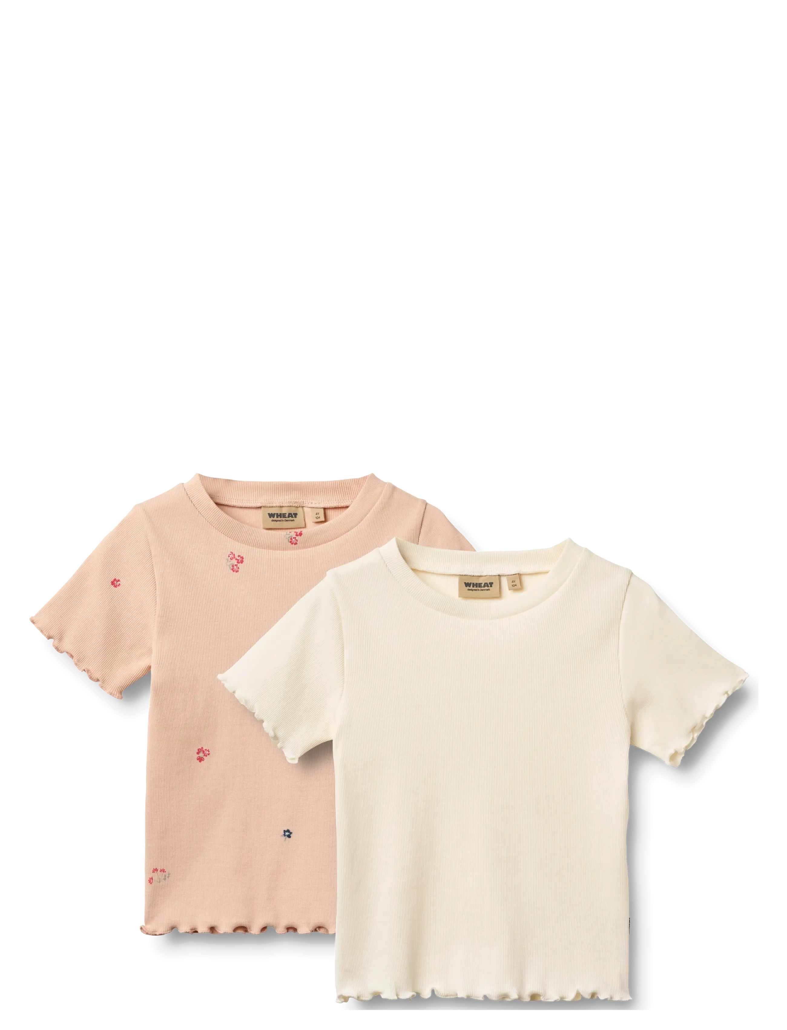 Wheat 2 Rib T-shirt S/S Alicia - Kläder - ROSE FLOWERS / pink/rose